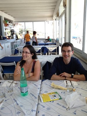 Florence and Cedric at the restaurant in Torvaianica